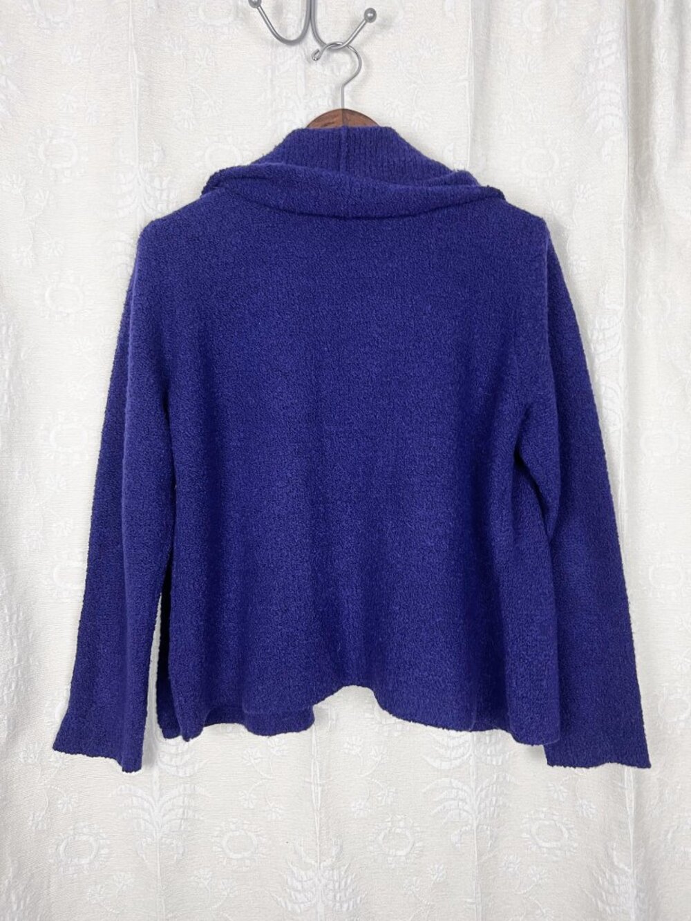 Eileen Fisher merino wool cashmere blend purple boucle knit cardigan sweater L - Picture 3 of 6